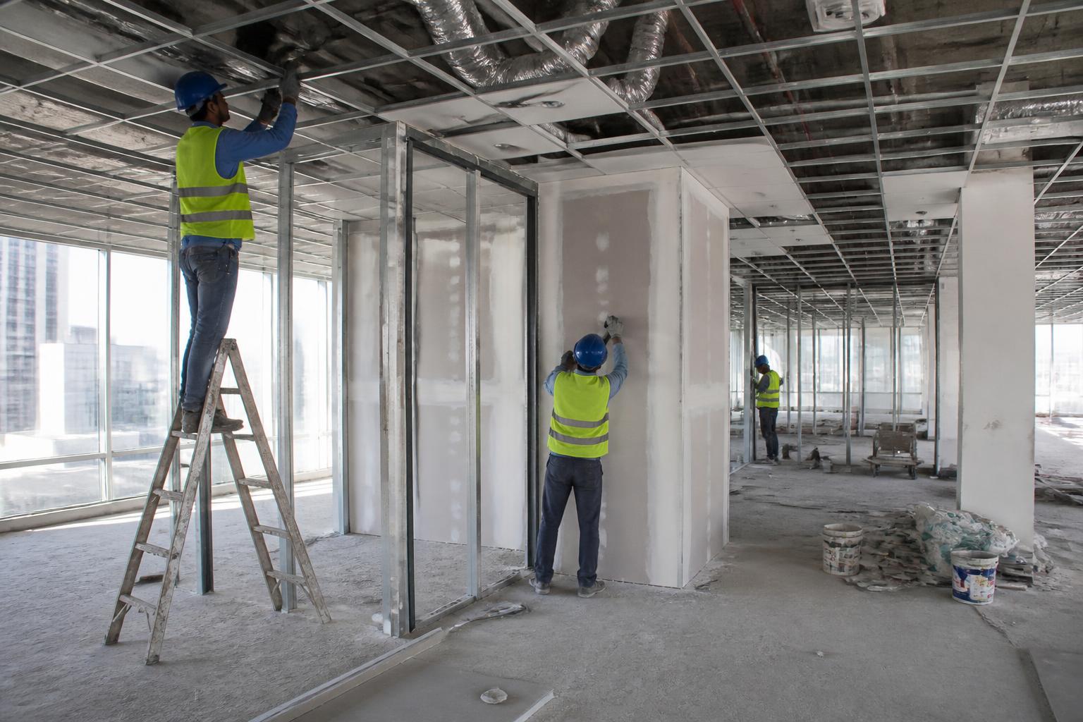 Commercial office fit-out project in progress in the GCC